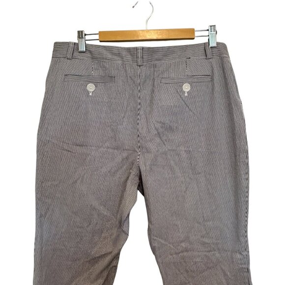 Banana Republic Women's Martin Fit Pant Navy Blue And White Pin Stripes Size 14 - Picture 5 of 5